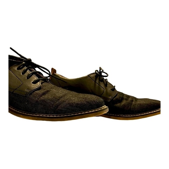 MADDEN Yanton.Men's Black Leather Oxford Shoes Denim Like Pattern Wingtips - Picture 4 of 8